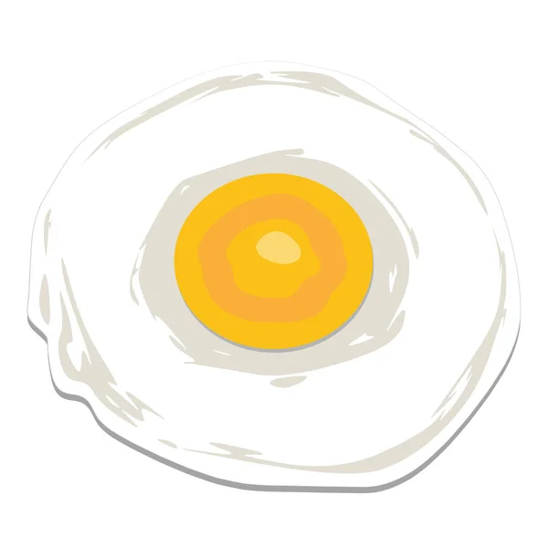 Graphic Illustrated Fried Egg One Breakfast Flat Style Cooked Color — Stock Vector
