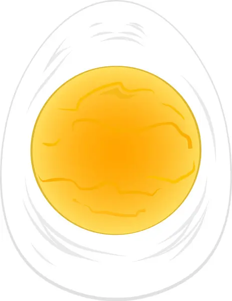 Графічний Ілюстрований Кип Ятіть Яйце Жорстко Повністю Приготоване Жовтий Сніданок — стоковий вектор