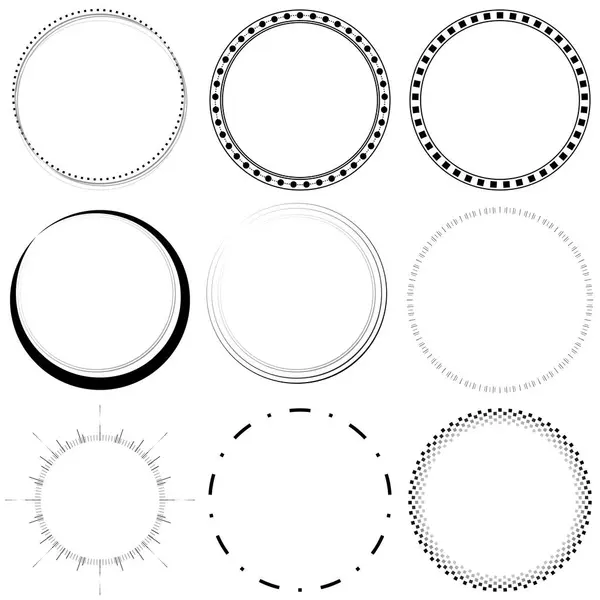 Grafisch Geïllustreerd Frame Rand Decoratie Cirkel Set Moderne Minimale Vector — Stockvector