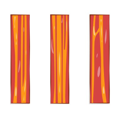 Grafik resimli Tütsülenmiş domuz pastırması dilimlenmiş çıtır çıtır ve düz dizayn edilmiş.