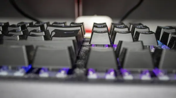 black rgb mechanical keyboard with thick keys in close-up