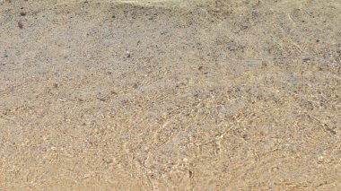 Deniz dalgaları güneşli havada sahile vuruyor.