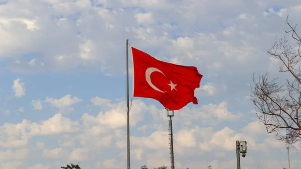 Bandera Turca Soplando Viento — Foto de Stock