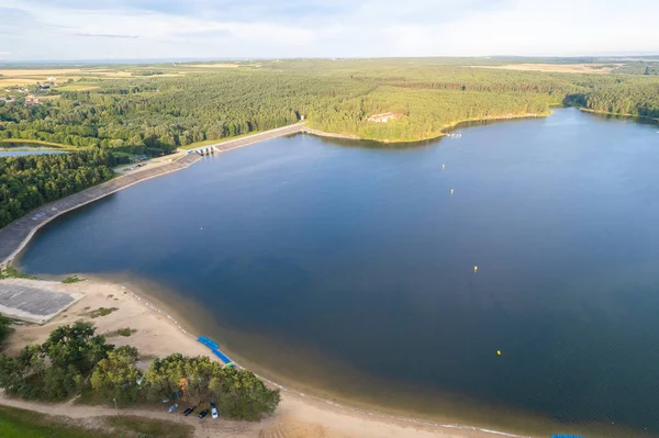 stock image aerial view of the lake with a small lake.