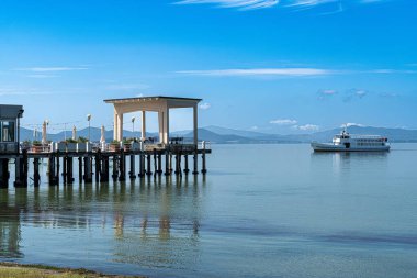 Trasimeno Gölü 'ndeki yolcu.