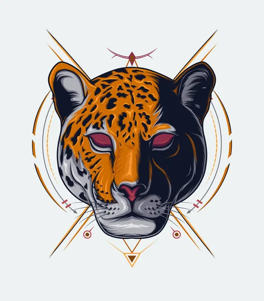 ジャガーベクターロゴテンプレート 大きな猫のジャガーやヒョウの頭のベクトルイラスト ジャガーヘッドマスコット — ストックベクタ