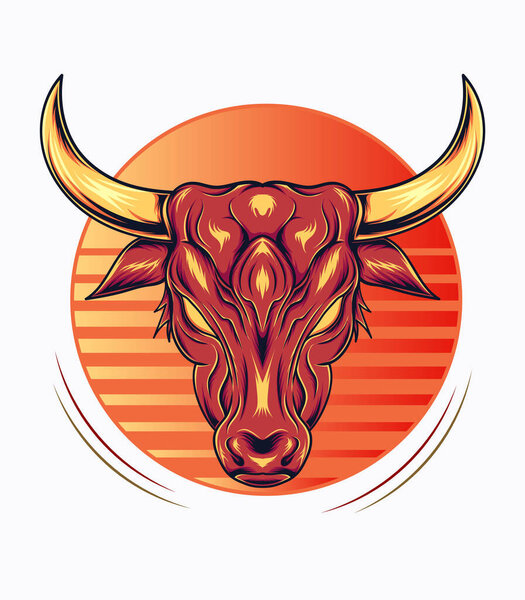 Red buffalo head logo design template