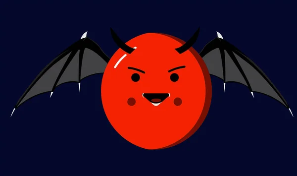 Ícone Demônio Vermelho Com Asas Morcego — Vetor de Stock