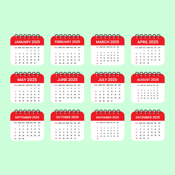 2025 Calender icon template for new year event and business.