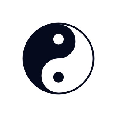 Beyaz arkaplan vektör resminde Yin yang sembolü izole edildi
