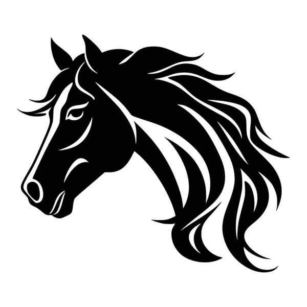 Stallion Black Horse Head Logo Illustration — Stock Vector