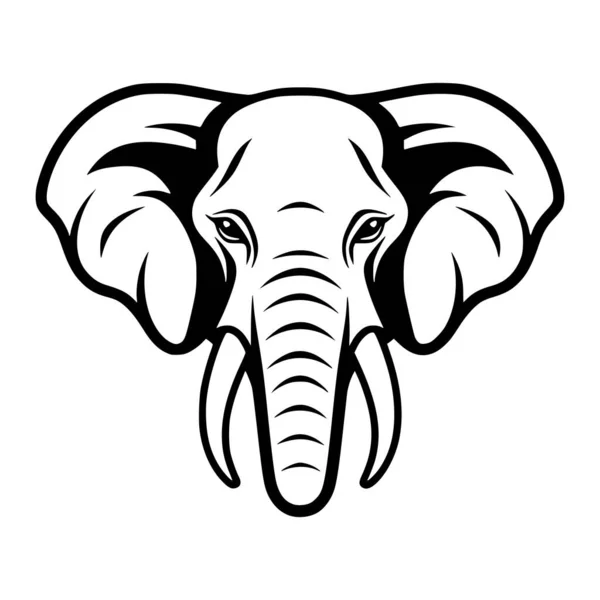 Слон Черно Белый Логотипа Диких Животных Иллюстрация — стоковый вектор