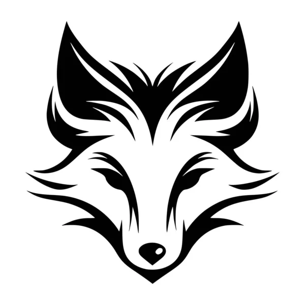 Лисица Головы Иллюстрация Логотипа Дикого Животного Черно Белого — стоковый вектор