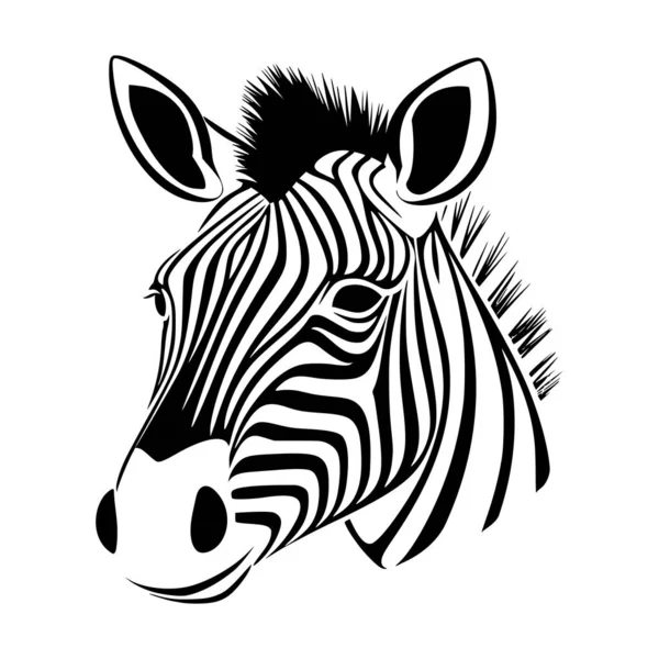 Zebra Czarny Rysunek Dzikie Zwierzę Symbol — Wektor stockowy