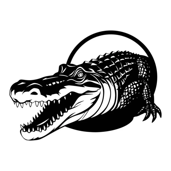 Logo Coccodrillo Con Illustrazione Cerchio — Vettoriale Stock
