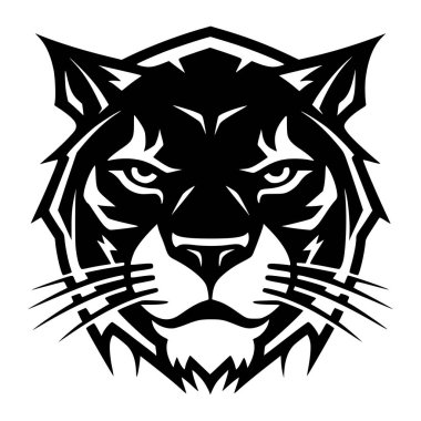 Kızgın panter vahşi hayvan logosu ya da maskotla yüzleşir