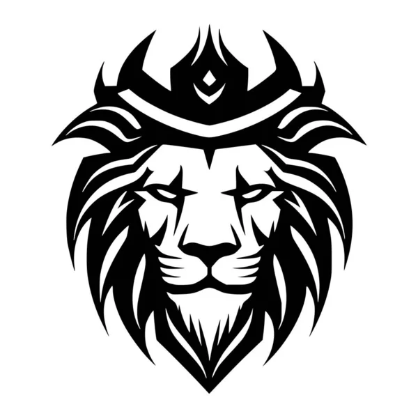 Lion Animal Avec Couronne Roi Jungle Logo — Image vectorielle