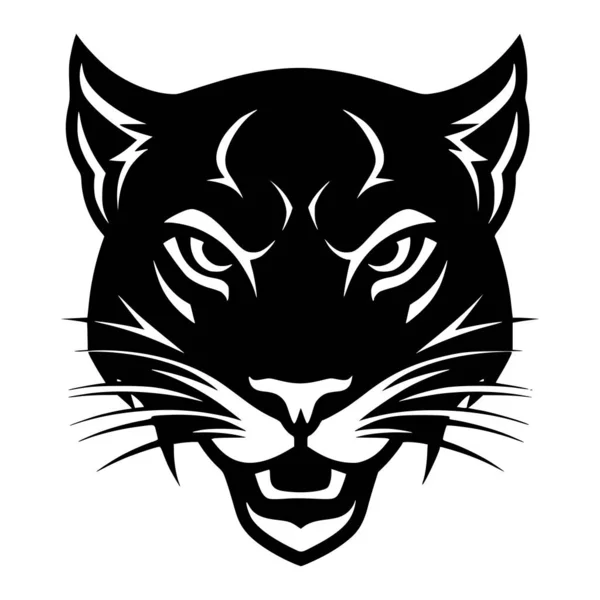 Wildes Tier Schwarzer Panther Maskottchen Einfache Illustration — Stockvektor