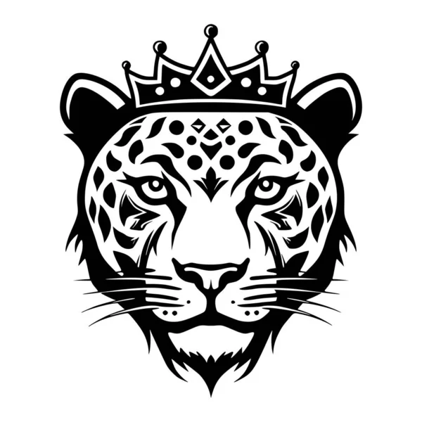 Leopardo Com Coroa Animal Mamífero Selvagem Ilustração Para Logotipo — Vetor de Stock