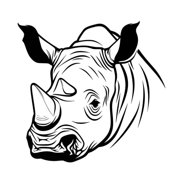 Jednoduchá Ilustrace Nosorožce Pro Maskota Nebo Logo — Stockový vektor