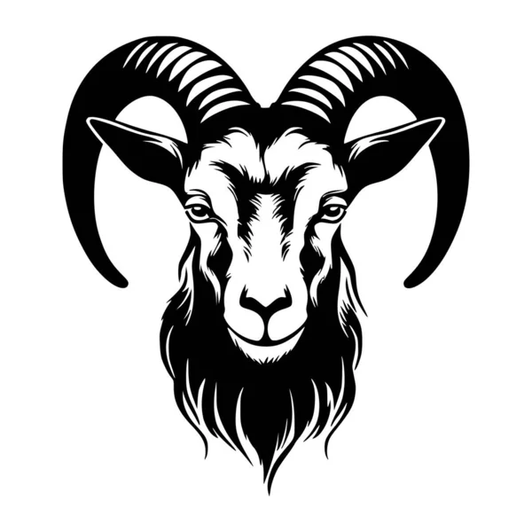 Zodiac Logosu Veya Maskotu Için Keçi Başı Illüstrasyonu — Stok Vektör