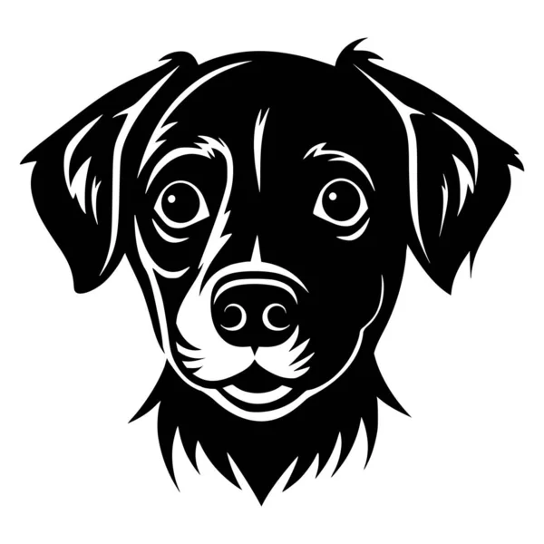 Mignonne Tête Animal Chien Chiot Noir Pour Logo Mascotte Illustration — Image vectorielle