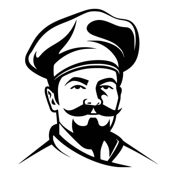 シンボルやマスコットのための帽子 口ひげイラストを持つ男性 — ストックベクタ