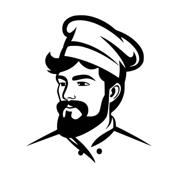 シェフの帽子とロゴやマスコットのコスチュームを持つ男性 — ストックベクタ