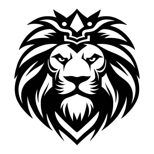 Leão Cabeça Animal Selvagem Com Coroa Ilustração Para Logotipo Elegante — Vetor de Stock