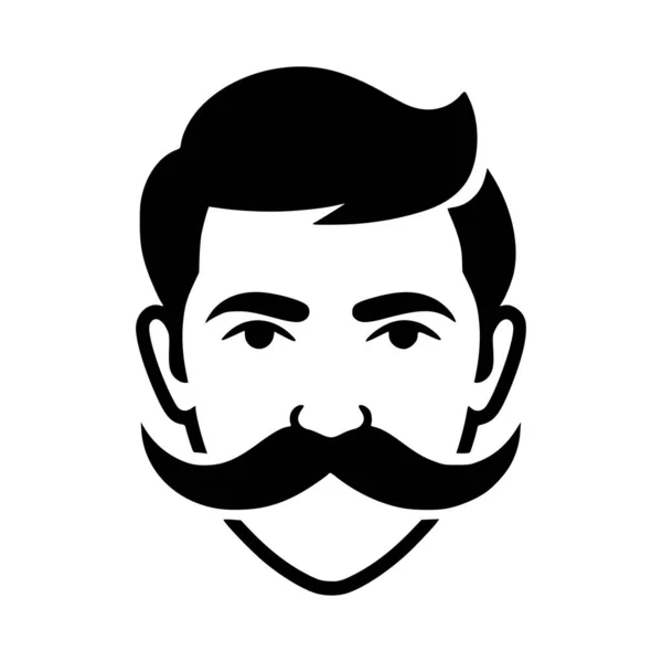 Maskot Logo Için Bıyıklı Saç Stili Resimli Yakışıklı Bir Adam — Stok Vektör
