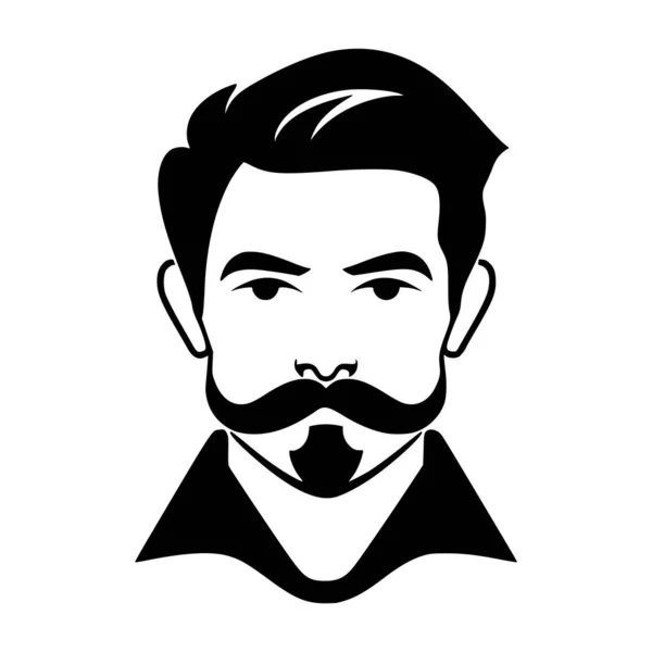 Männliche Person Mit Schnurrbart Und Frisur Für Logo Oder Symbolabbildung — Stockvektor