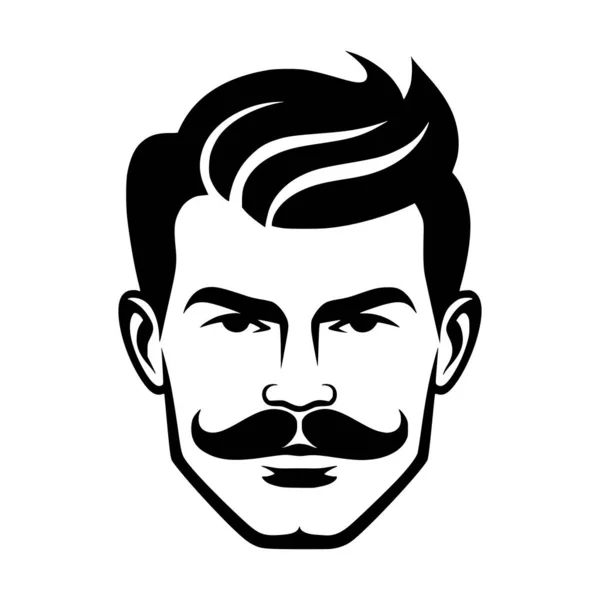 Mann Mit Schnurrbart Und Frisur Illustration Gute Verwendung Für Friseur — Stockvektor