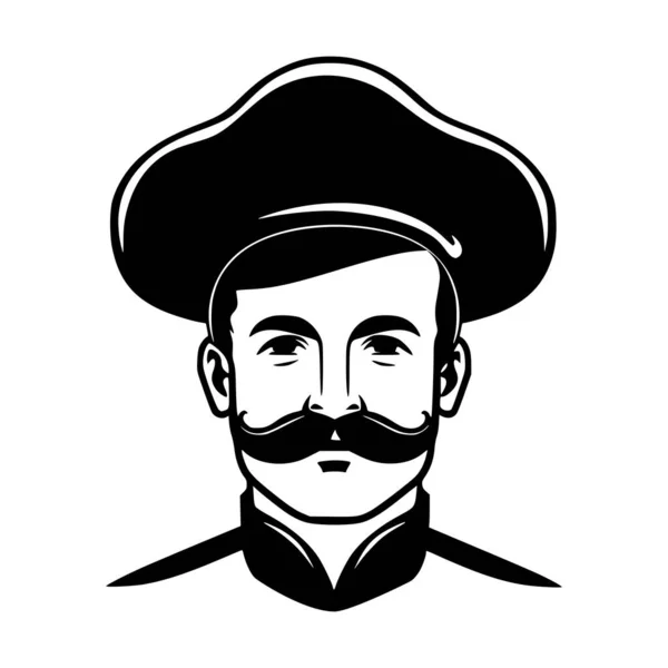 Master Chef Man Mustache Chef Hat Illustration Mascot — Stock Vector