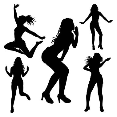 Kadın dansçı hareketi siyah siluet pozu verir