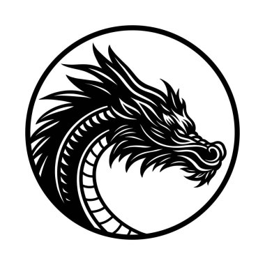 Ejder başlı maskot logosu Çin burcu çizimi