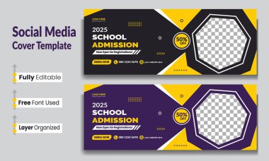 Okul giriş sosyal medya tasarımı. Okulun sosyal medya afiş tasarımını kapsıyor. Okula geri dönüş sosyal medya kapağı ve web afişi.