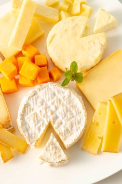 Assortment of fresh and delicious cheeses