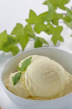 Taze ve lezzetli sütten yapılmış dondurma.