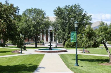 University of Vermont  college campus fountain clipart