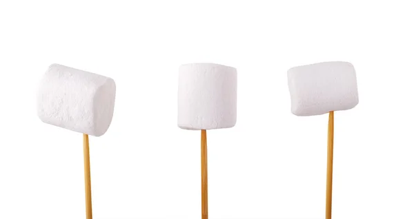 棉花糖套装 一堆堆美味的白色和粉色棉花糖被隔离在白色的背景上 棉花糖背景 — 图库照片