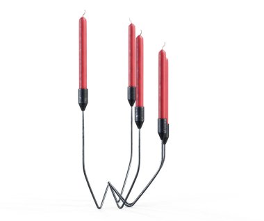 Mum beyaz yüzeyi ile Coper candelabras. 3D render 