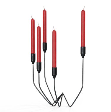 Mum beyaz yüzeyi ile Coper candelabras. 3D render