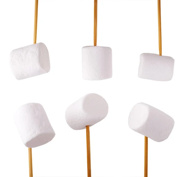 Marshmallow Set Hromada Chutných Bílých Růžových Marshmallows Izolovaných Bílém Pozadí — Stock fotografie