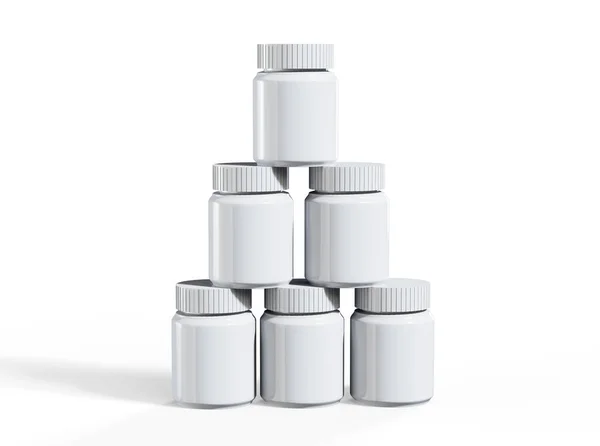 Fehér Doboz Vitaminokkal Fehér Tablettás Üveg Renderelés — Stock Fotó