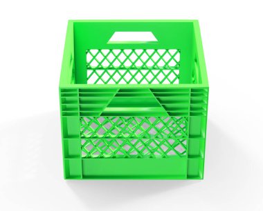 Satılık beyaz 3d render modern koyu yeşil meyve kutusu arka plan gölge yok 