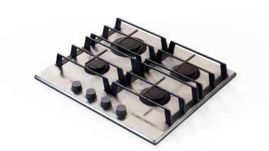 Beyaz bir arka plan üzerinde izole gaz soba 3d render