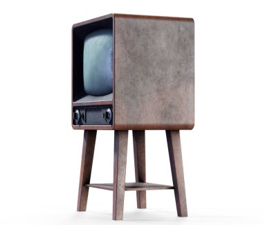 Ahşap vintage Tv bacaklar ile - stüdyo çekim ayarlayın.