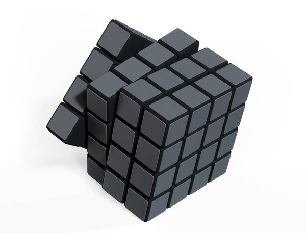 Black 3d render futuristic cube