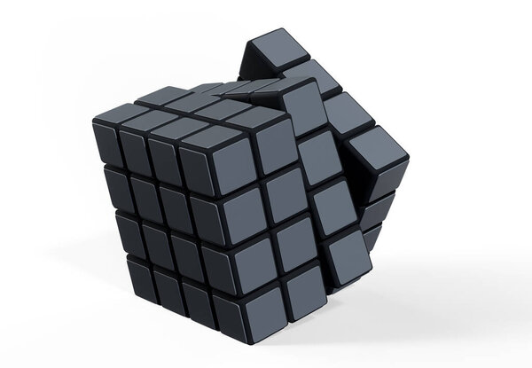 Black 3d render futuristic cube