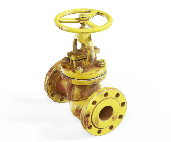 Gas Pipes and Valve. 3d Rendering